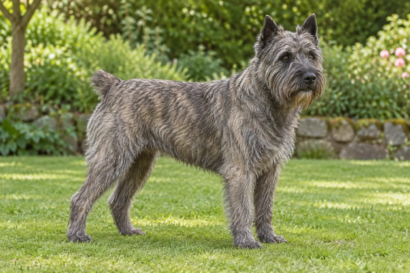 Bouvier des Ardennes adult standing in a quiet outdoor setting