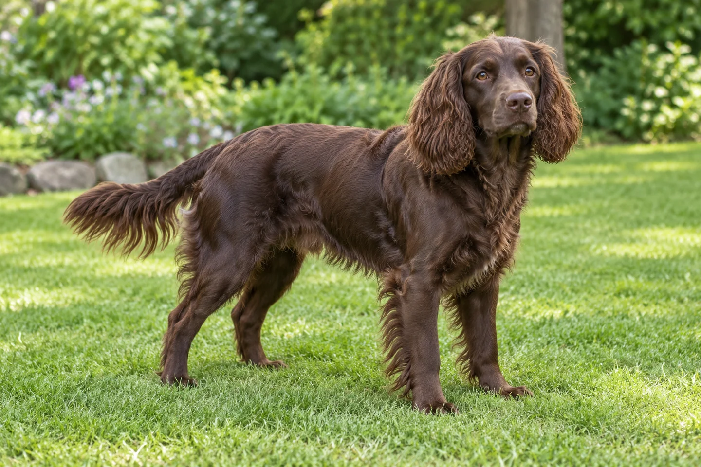 Boykin Spaniel adult standing in a quiet outdoor setting
