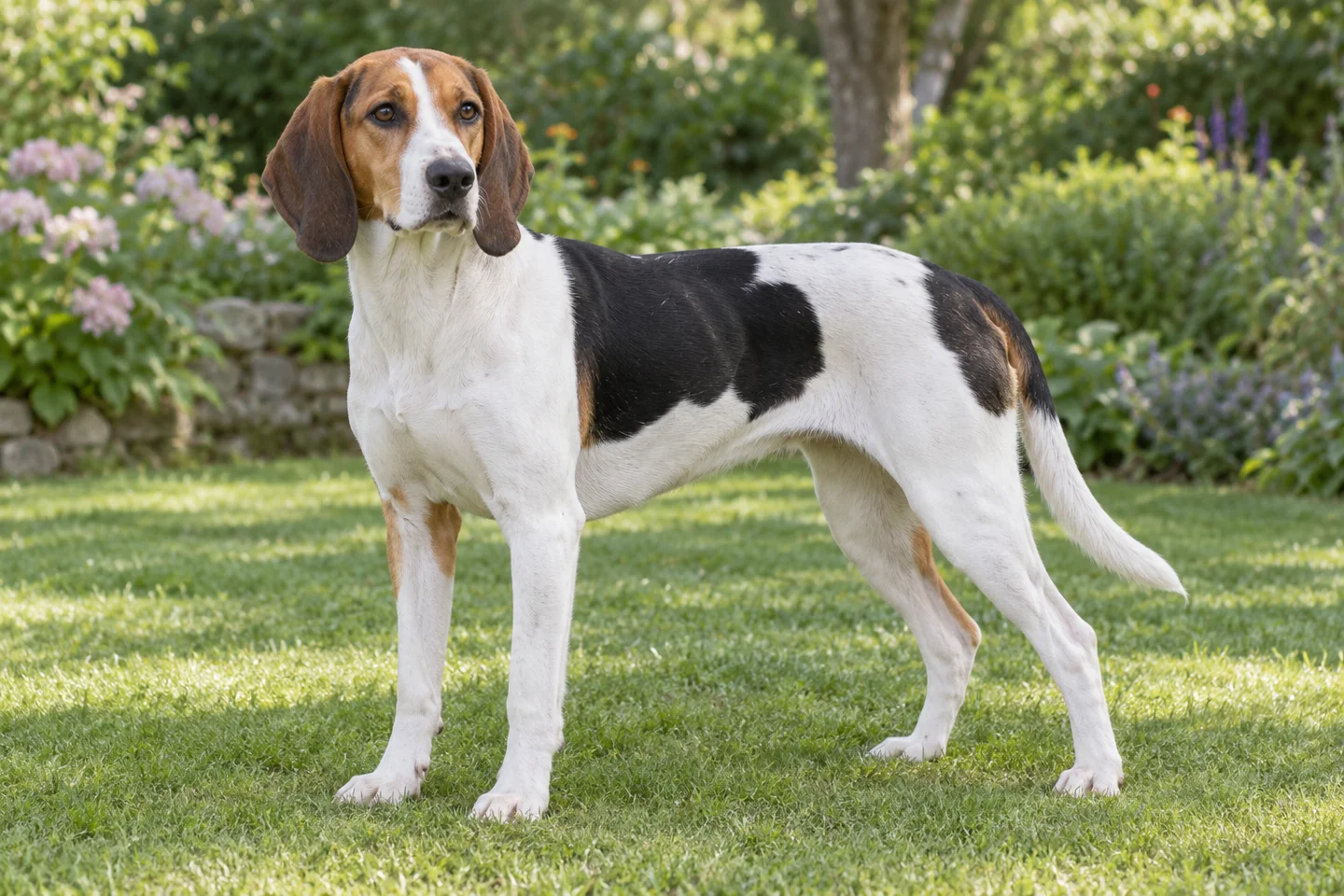 Halden Hound adult standing naturally outdoors, with breed-specific coat and natural anatomy