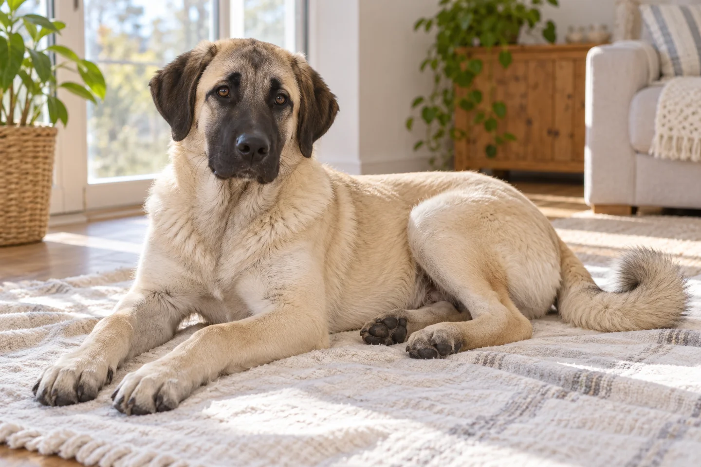 Kangal Shepherd Dog young dog resting indoors, showing the selected breed type