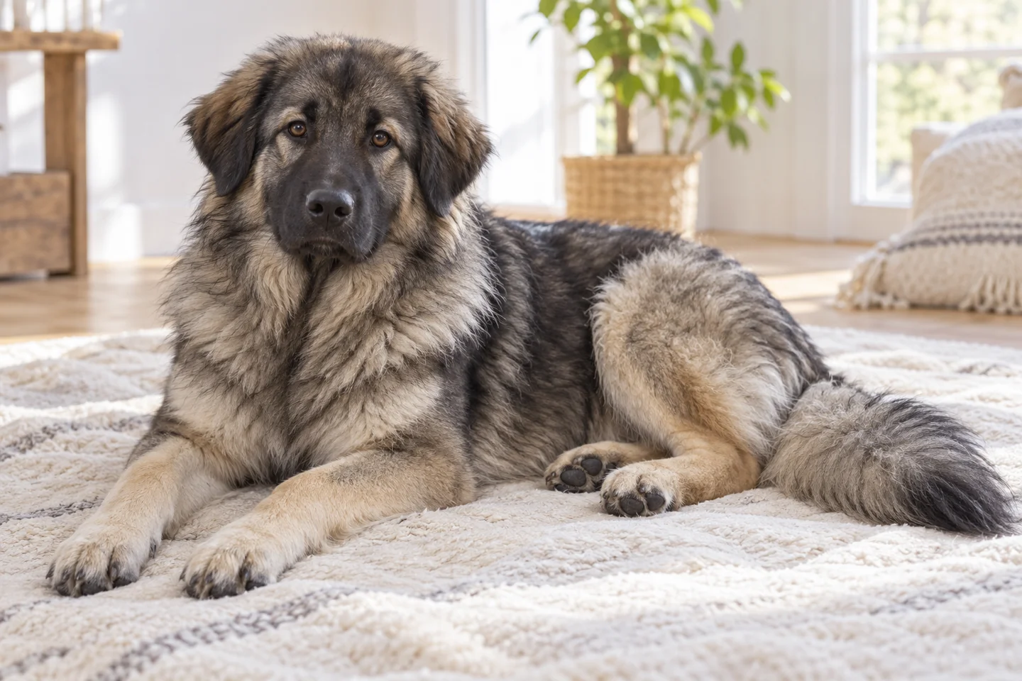 Karst Shepherd Dog young dog resting indoors, showing the selected breed type