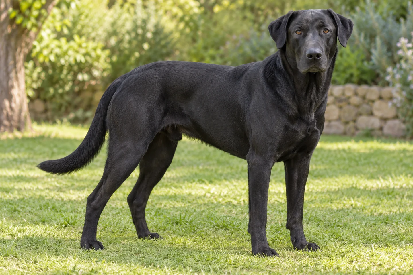 Majorca Shepherd Dog adult standing naturally outdoors, with breed-specific coat and natural anatomy