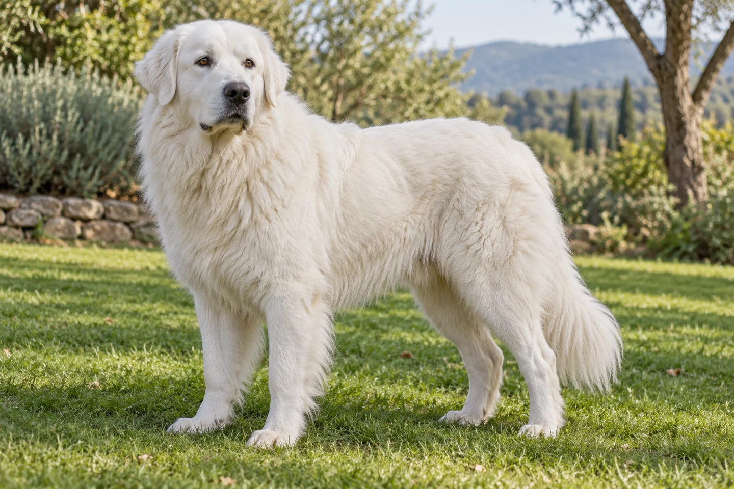 Maremma Sheepdog adult standing naturally outdoors, with breed-specific coat and natural anatomy