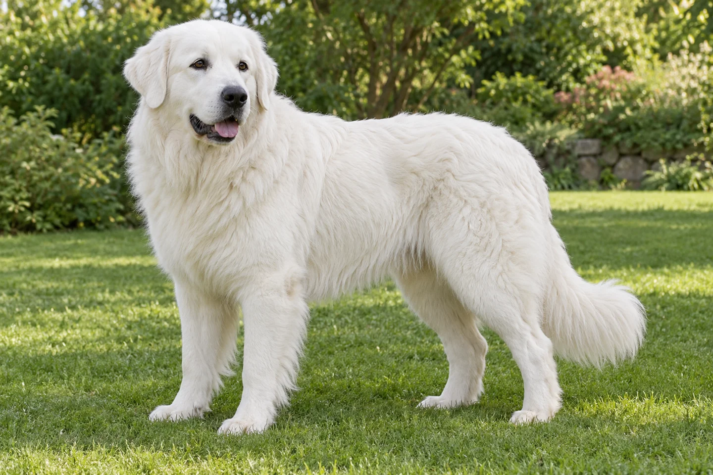 Polish Tatra Sheepdog adult standing naturally outdoors, with breed-specific coat and natural anatomy