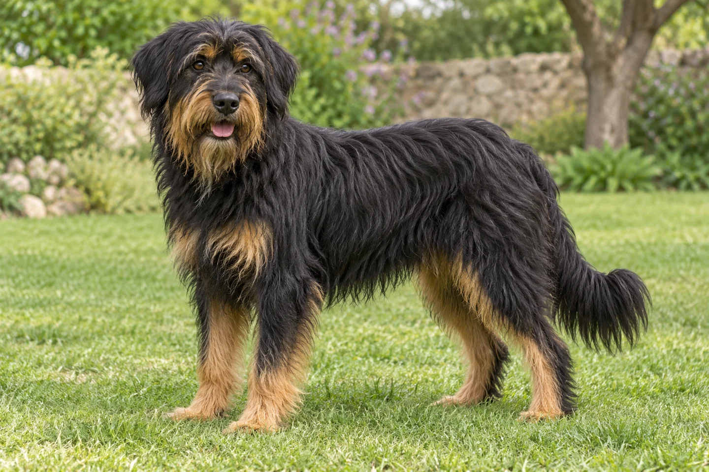 Portuguese Sheepdog adult standing naturally outdoors, with breed-specific coat and natural anatomy
