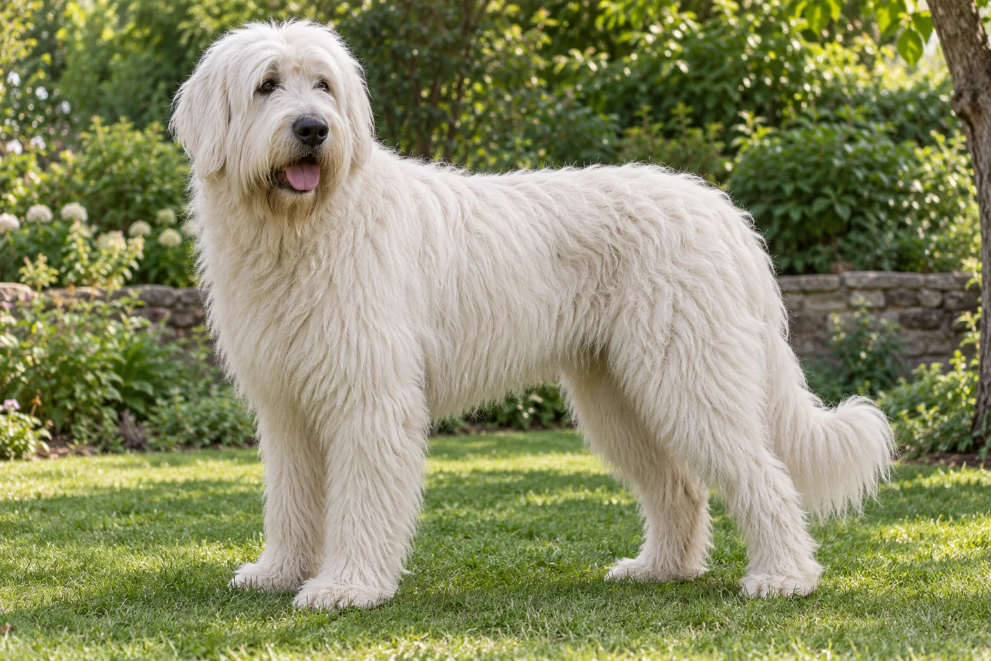 South Russian Shepherd Dog adult standing naturally outdoors, with breed-specific coat and natural anatomy