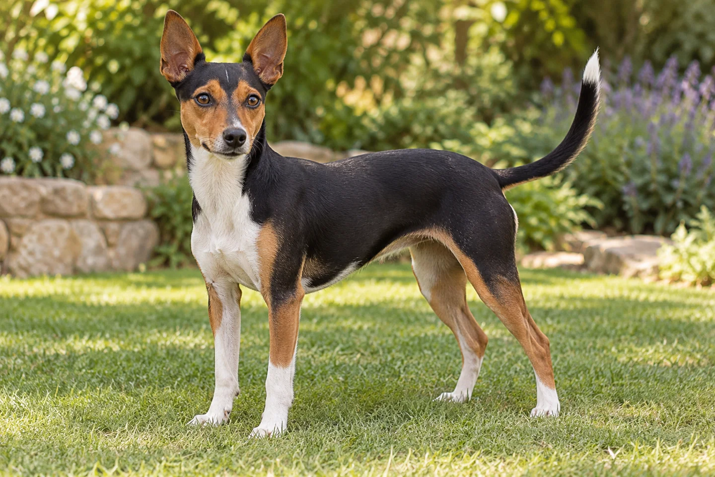 Valencian Terrier adult standing in a quiet outdoor setting, showing the selected breed type