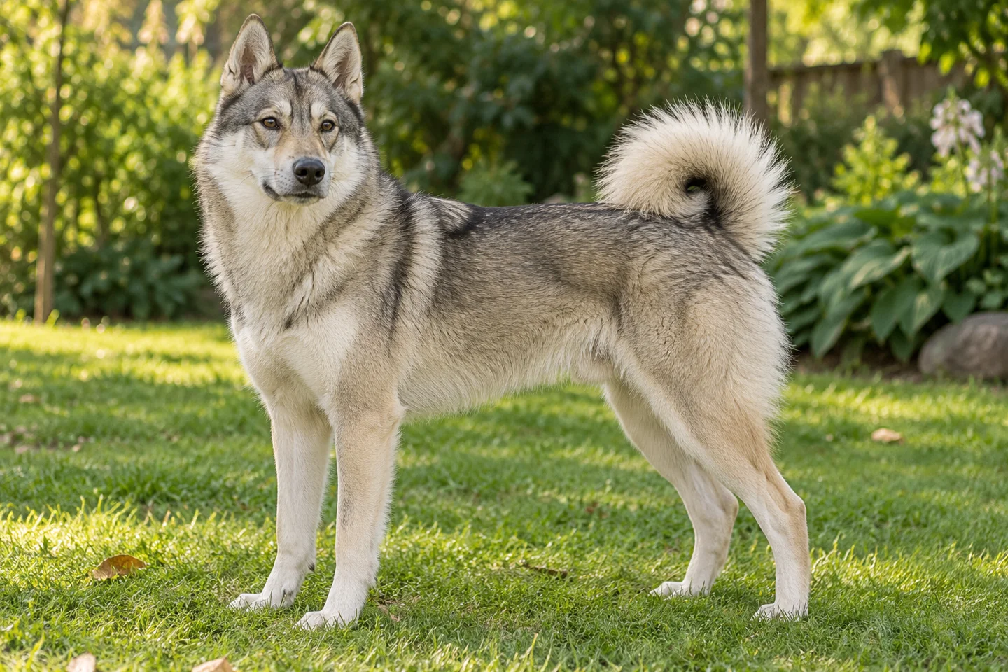 West Siberian Laika adult standing in a quiet outdoor setting, showing the selected breed type
